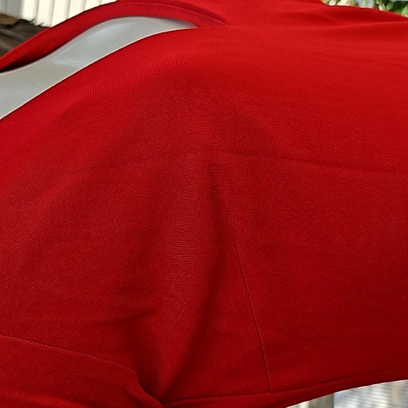 Vintage MODA International Rayon Polyester size M classic RED stretchy dress - Picture 4 of 12